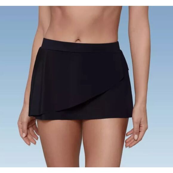 Aqua Green Womens Black Large Swim Skirt Bottom Beach Pool Resort Vacation - Picture 1 of 4